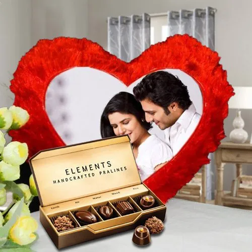 Marvelous ITC Chocolates with Heart Shaped Personalized Cushion