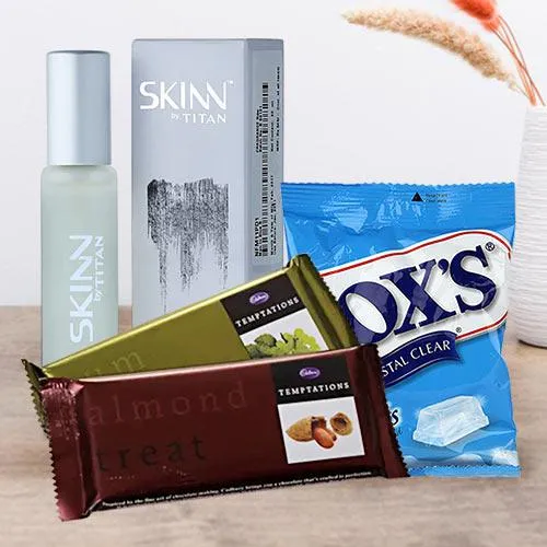 Gratifying Chocolate Hamper with Skinn Raw Perfume