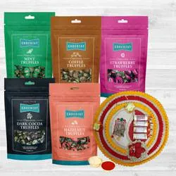 Mouthwatering Five Assorted Truffle Chocolates with Pooja Thali