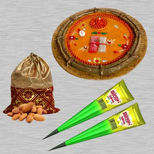 Karwa Chauth Sargi Pooja Thali Helbal Mehndi N Crunchy Almonds