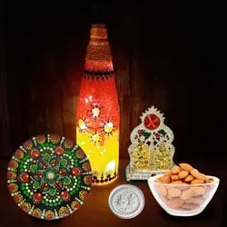 Exclusive Diwali Gift of Ganesh Laxmi Idol Dry Fruits Diwali Decor n Free Silver Coin for Family n Friends