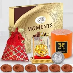 Ferrero Rocher Chocolates with Dry Fruits Ganesh Idol n Aroma Candle for Diwali