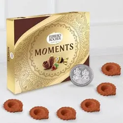 Delightful Ferrero Rocher Chocolate with Diya n Free Coin for Diwali