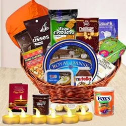 Amazing Cookies Chocolates Crackers Cheese Spread N Assortments Diwali Gift Basket
