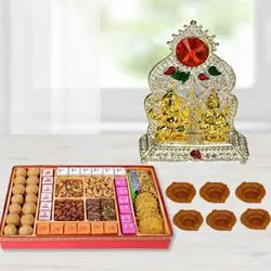 Magnificent Diwali Sweets n Snacks Combo with Laxmi Ganesh Mandap Free 6 Diya