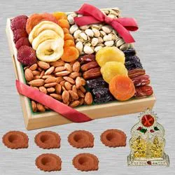 Astonishing Diwali Dry Fruits Platters with Ganesh Lakshmi Mandap Free Diya