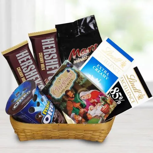 Remarkable Gift Basket of Chocos n Christmas Greetings Card