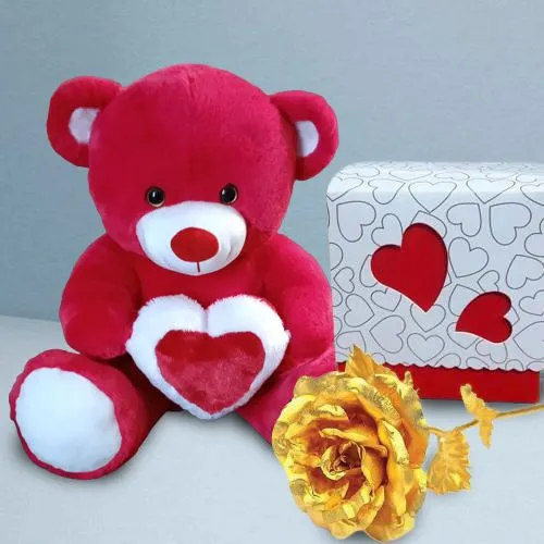 Mesmerizing Teddy Chocolates n Rose Gift Combo for Your Valentine