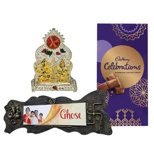 Exquisite Handmade Name Plate with Premium Chocolates n Antique Mandap