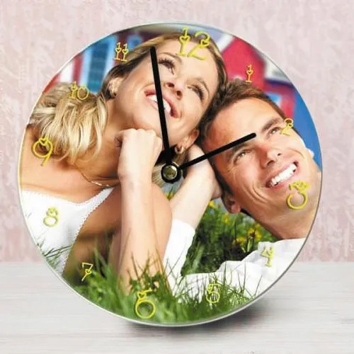 Alluring Personalized Photo Glass Round Wall Clock