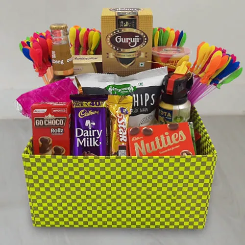 Special Holi Gift Box of Guruji Thandai Pringle Chips n Goodies