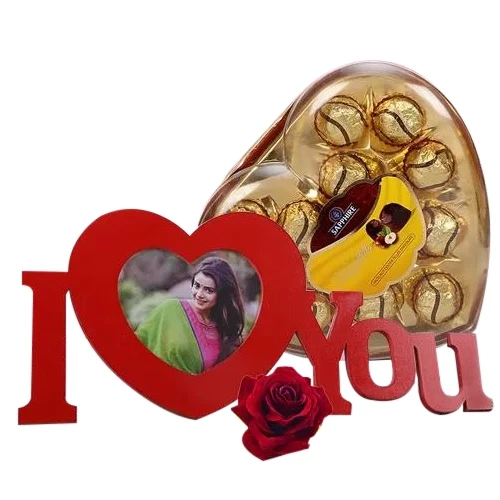 Fantastic Personalized HB ILU with Sapphire Chocolate N Red Velvet Rose