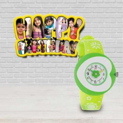 Fanciful Personalized Photo Frame n Titan Zoop Watch for Kids Bday