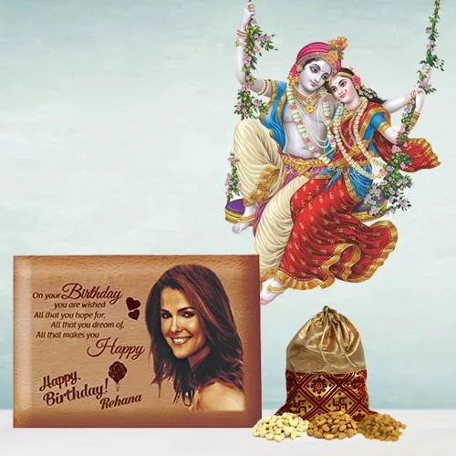Brilliant Personalized Love Frame Radha Krishna Sticker n Dry Fruits