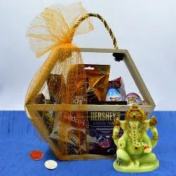 Favorite Bhai Dooj Hamper of Chocolates with Glowing Ganesha N Free Roli Chawal