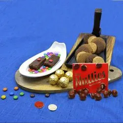 Oozing Class Chocolate N Cookie Hamper with LED Tower Lamp N Free Roli Tika