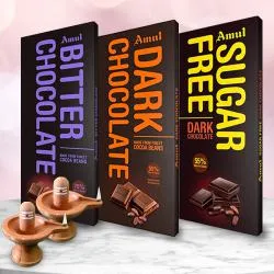 Tempting Amul Dark Chocolate Delight with Terracotta Diya