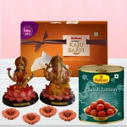 Magical Deepavali Pack with Haldirams Sweets n Earthen Diya