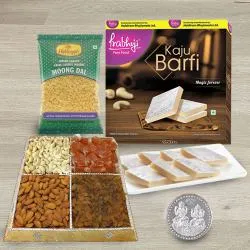 Nutty Dry Fruits Haldiram Sweets n Snacks with Silver Plated Coin