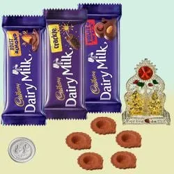 Luscious Cadbury Chocolates with Laxmi Ganesh Mandap Free Coin n Diya