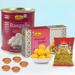 Joyful Diwali Gift of Haldiram Sweets n Snacks with Free Diya