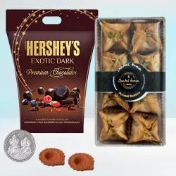 Finest Pyramid Baklawa with Hersheys Dark Chocolates Free Coin N Diya