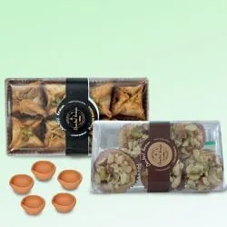 Amazing Deepawali Gift of Pyramid n Tart Baklawa Matka Diya