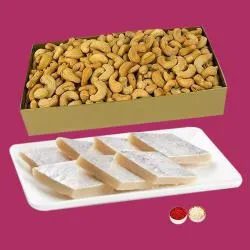 Classy Combo of Kaju Katli with Cashews n Roli Chawal