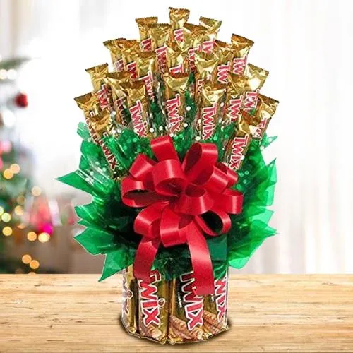 Lovely Golden Twix Chocolates Arrangement for Xmas