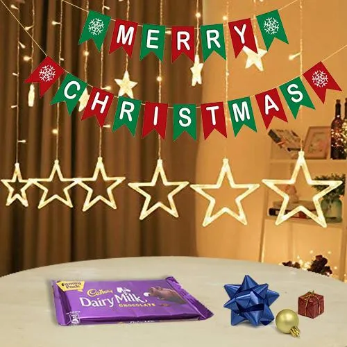 Mind Blowing String Light n Christmas Banner with Chocolates