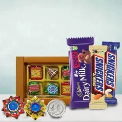 Enticing Chocolates Indulgence Box with Dot Mandala Diya n Free Coin