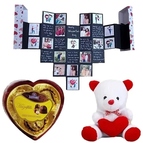 Personalized Maze Card with PopOut Heart n Sapphire Hazelfills Chocolate Box with a Teddy with Heart