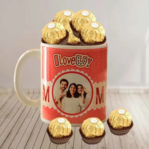 Enticing Personalized Photo Coffee Mug with Ferrero Rocher