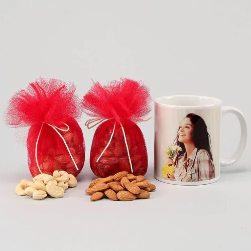 Impressive Personalized White Mug with Dry Fruits