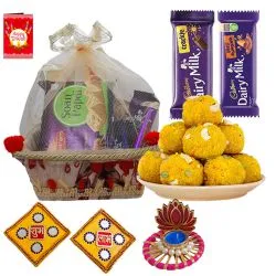 Divine Lotus Candle-Holder N Sweets Hamper