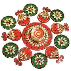 Graceful Duo of Rangoli with T Light Holder