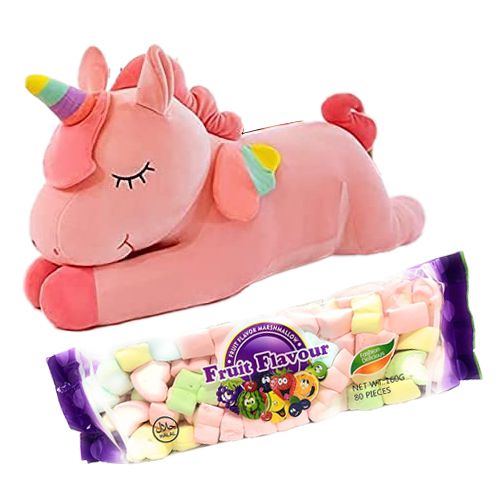 Joyful Unicorn Soft Toy N Flavored Marshmallow Duo