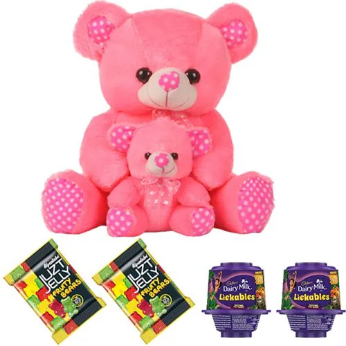 Alluring Twin Teddy Bear Set N Chocolate Gift Combo