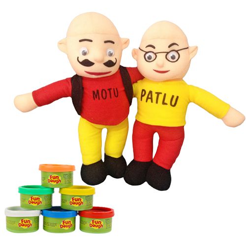 Soft Motu Patlu Toy with Funskool Fundough Gift Set