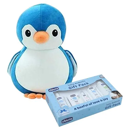 Exclusive Stuffed Toy with Chicco Baby Care Gift Set
