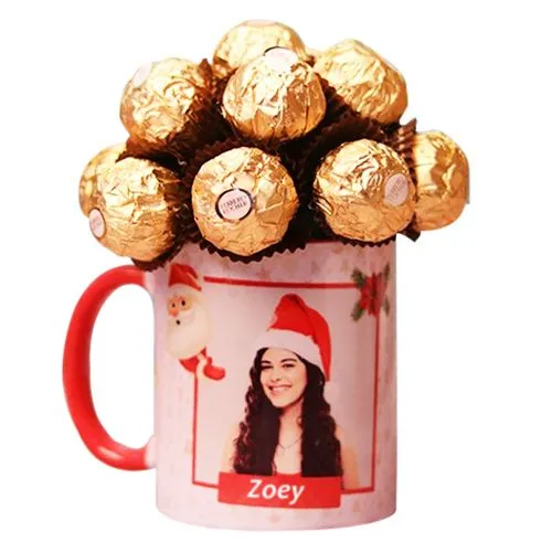 Blissful Ferrero Rocher in Personalized Santa Coffee Mug