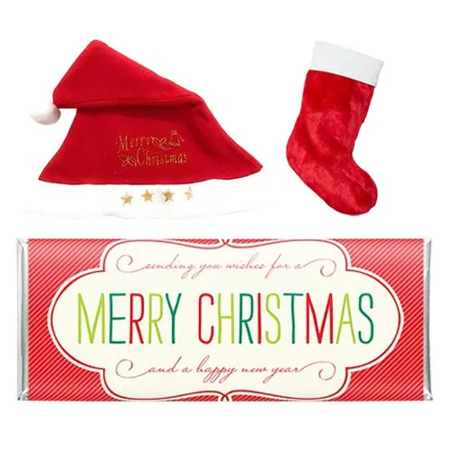 Ultimate Joy Santa Cap with Personalized X-Mas Choco Bar