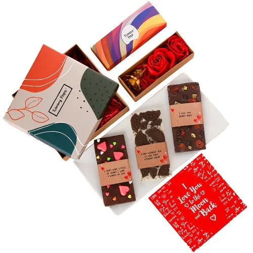 Beautiful Gift of Handmade Chocolates with Golden Rose N Rose Soap