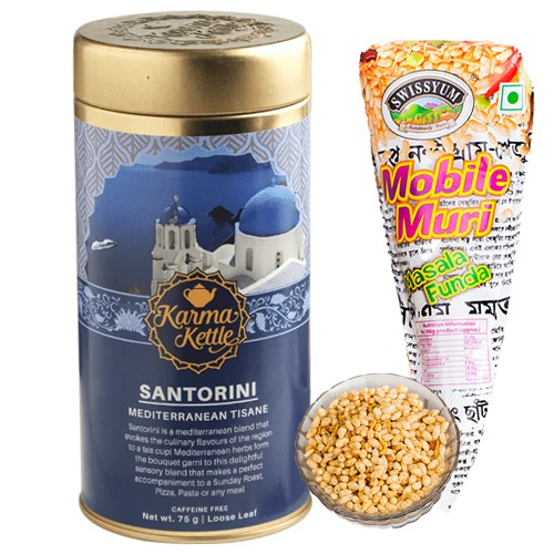 Delightful Santorini Tea N Puffed Rice Combo