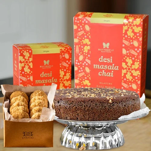 Classic Masala Chai with Cookies N Cake Taazgi Hamper