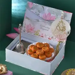 Divine Diwali Box  Brass Bell  N  Sweet