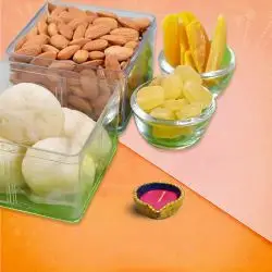 Diya, Rasgulla, Dried Fruits Set