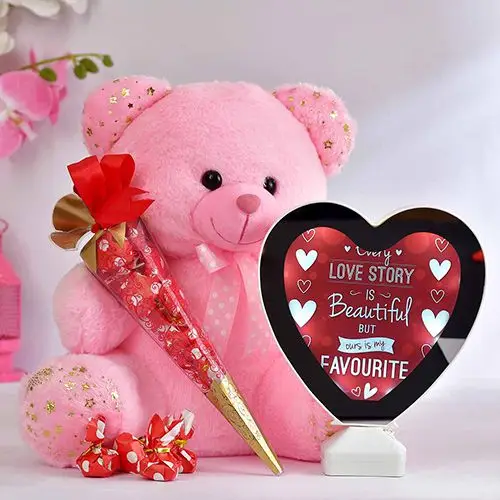 Enchanting Teddy with Chocolates N Photo Frame Combo