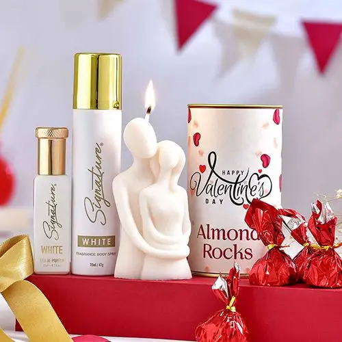 Breathtaking Valentine Fragrance N Choco Treats Hamper