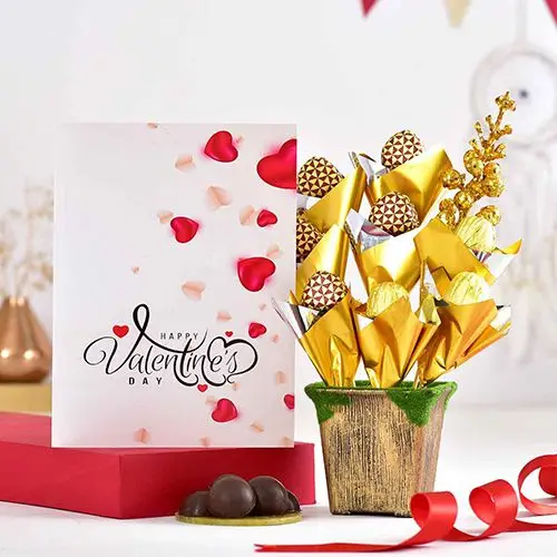 Wholesome Valentines Chocolates Pot Arrangement